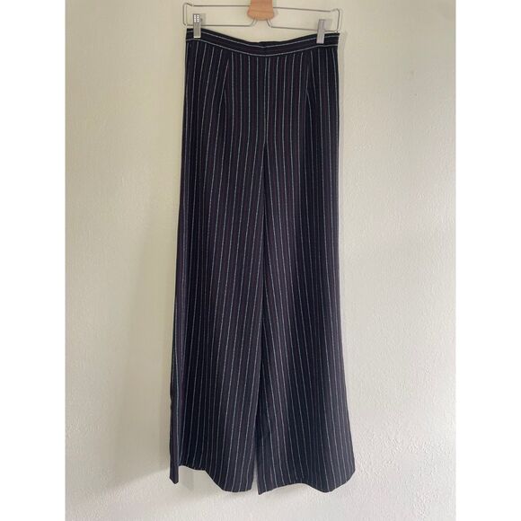 High Rise Size Small White & Red Pin Stripe Wide Leg Dress Pant Office Academia - Picture 1 of 5